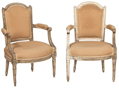 Lot 331 - Assembled Pair of Louis XVI Painted Fauteuils...
