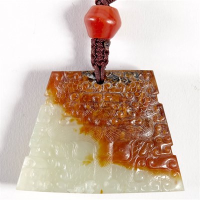 Lot 49 - Chinese Archaistic Jade 'Scabbard' Pendant