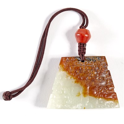 Lot 49 - Chinese Archaistic Jade 'Scabbard' Pendant