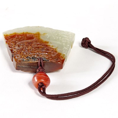 Lot 49 - Chinese Archaistic Jade 'Scabbard' Pendant