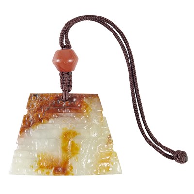 Lot 49 - Chinese Archaistic Jade 'Scabbard' Pendant