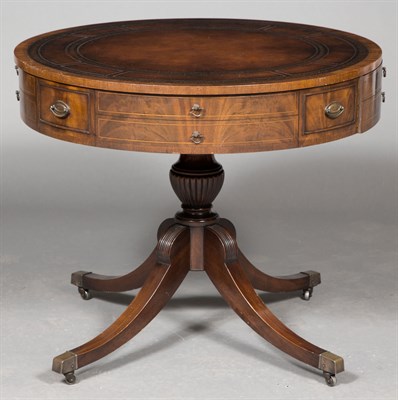 Lot 450 - Regency Style Inlaid Mahogany Drum Table...