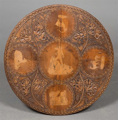 Lot 446 - Continental Carved and Inlaid Walnut Tea Table...