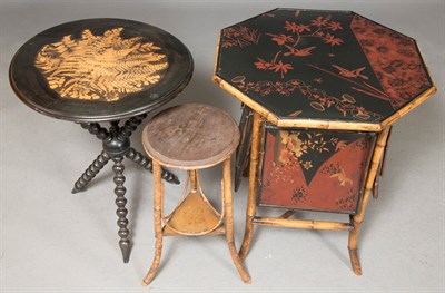 Lot 444 - Bamboo and Lacquer Occasional Table; Together...
