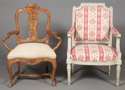 Lot 442 - Louis XVI Style Painted and Upholstered Open...