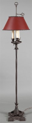 Lot 433 - Wrought-Iron Floor Lamp with Tole Shade;...