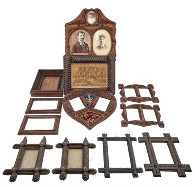 Lot 430 - Group of Tramp Art Chip-Carved Frames and...