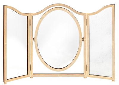 Lot 427 - Shagreen and Mahogany Trifold Dressing Mirror...
