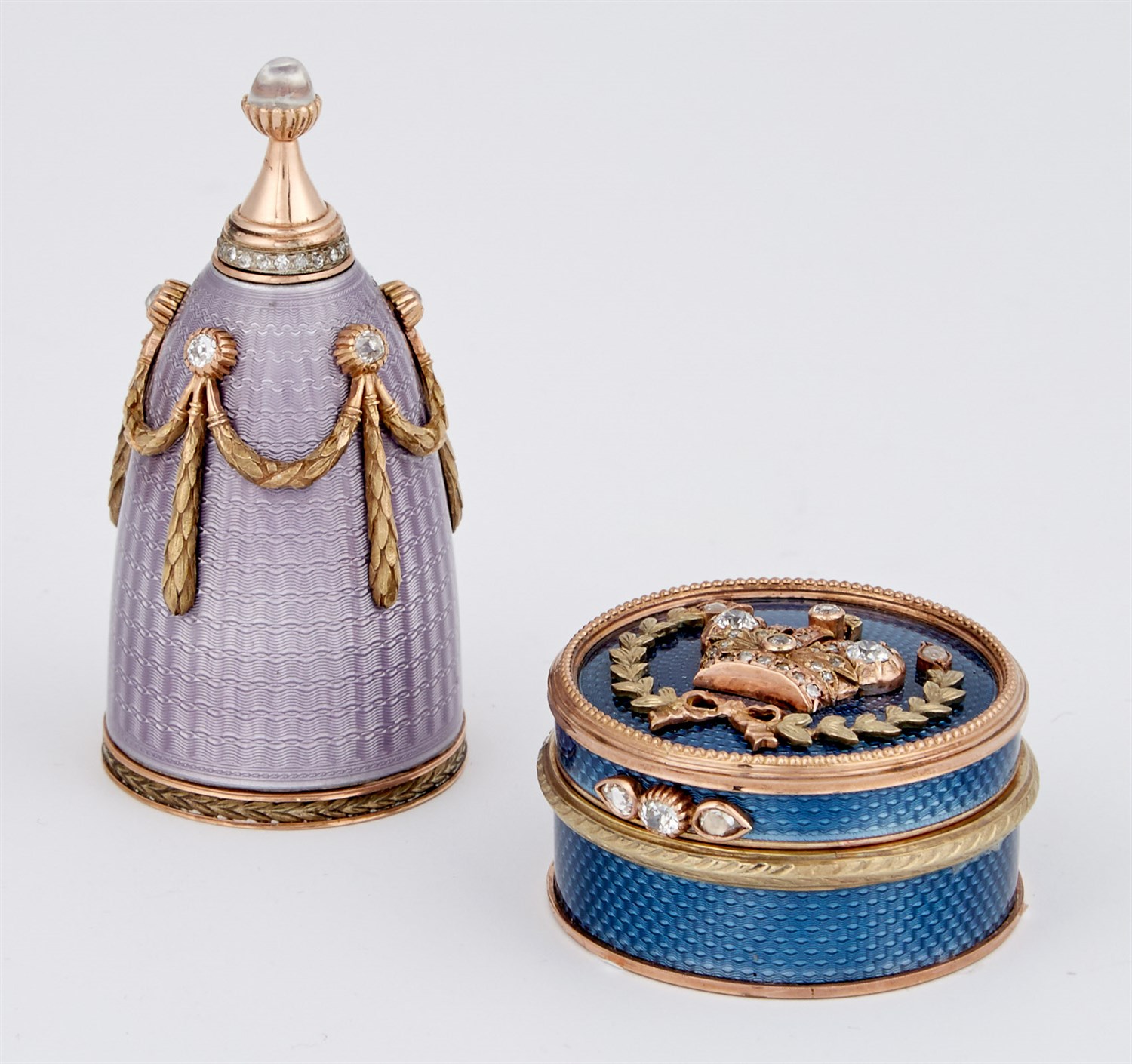 Lot 1282 - Fabergé Style Gold and Enamel Covered Box and...
