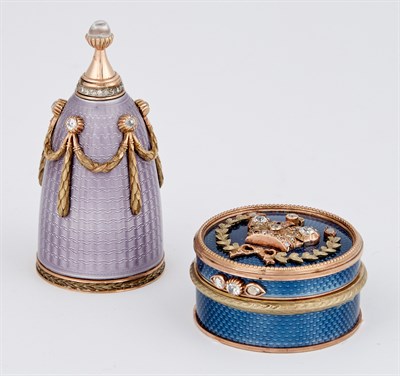 Lot 1282 - Fabergé Style Gold and Enamel Covered Box and...