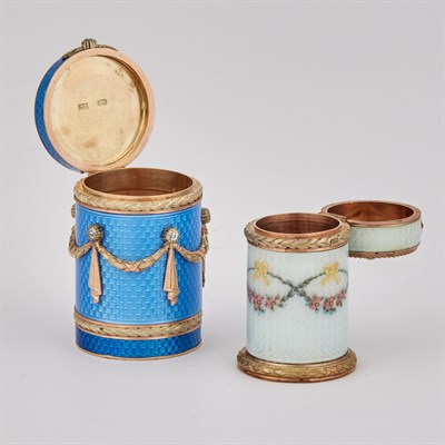 Lot 1285 - Group of Three Fabergé Style Gold and Enamel...