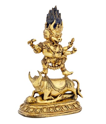Lot 182 - Tibetan Gilt-Bronze Figure of Yamantaka