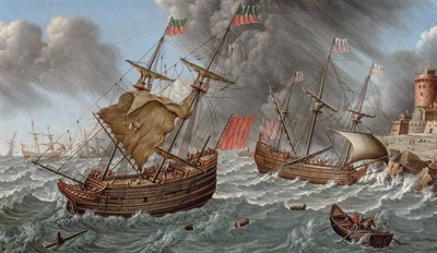 Lot 35 - Follower of Abraham Jansz Storck A Naval...