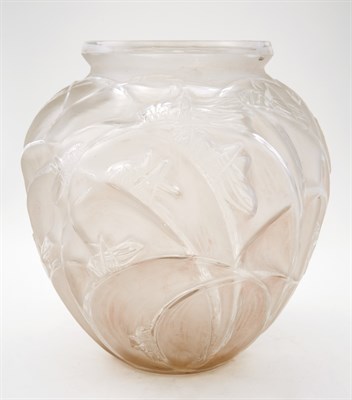 Lot 227 - R. Lalique Molded Glass Sauterelles Vase...