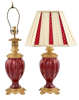 Lot 291 - Pair of Ormolu-Mounted Sang de Boeuf Porcelain...
