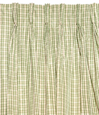 Lot 426 - Pair of Green Gingham Drapery Panels Height of...