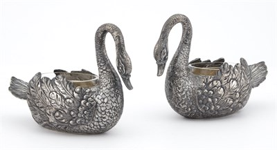 Lot 1267 - Pair of German Silver Swan-Form Master Salt...