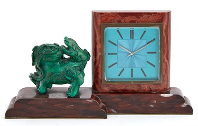 Lot 1453 - Art Deco Marble and Carved Hardstone Desk...