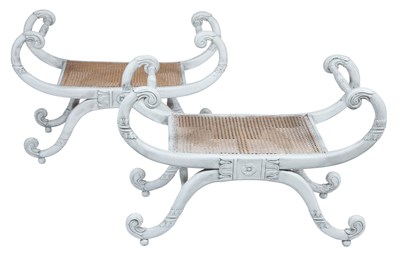 Lot 352 - Pair of Regency Style White Painted Window...