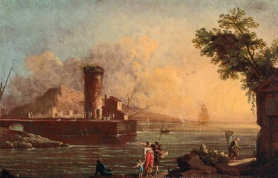 Lot 75 - Venetian School 18th Century View of a Harbor...
