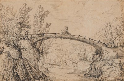 Lot 33 - Attributed to Paul Bril Bridge in an Alpine...