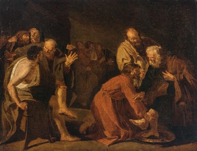 Lot 39 - After Dirck van Baburen Christ Washing the...