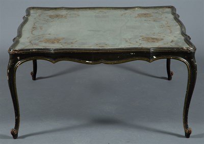 Lot 1340 - rLouis XV Style Black Painted and Mirror Top...