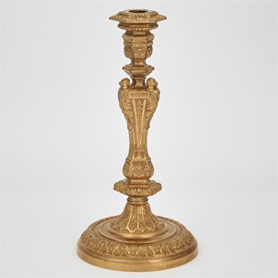 Lot 330 - Pair of Régence Style Ormolu Candlesticks Each...