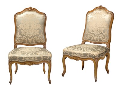 Lot 308 - Pair of Louis XV Painted Chaises à la Reine...