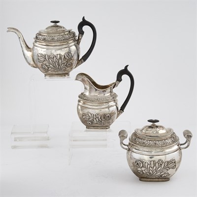 Lot 159 - Russian Silver Three-Piece Tea Service Matvei...