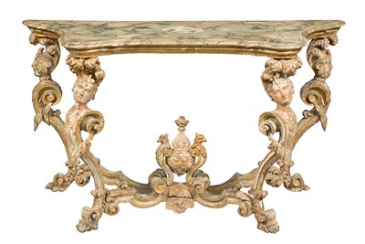 Lot 397 - Italian Baroque Painted and Parcel-Gilt...