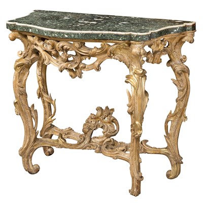 Lot 401 - Italian Rococo Giltwood Marble Top Console...