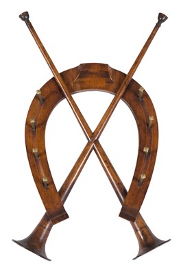 Lot 261 - English Mahogany Horseshoe and Horn-Form Coat...