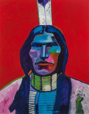 Lot 1077 - John Nieto American, b. 1936 Low Dog - Sioux...