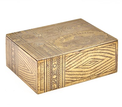 Lot 1306 - Russian Brass Trompe L'Oeil Cigar Box Length 5...