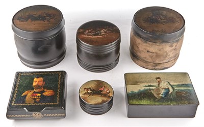 Lot 1304 - Group of Russian Lacquered Papier-Mâché Boxes...