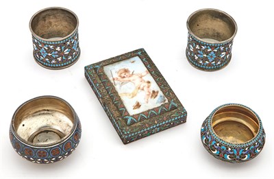 Lot 1293 - Group of Russian Silver and Enamel Articles...