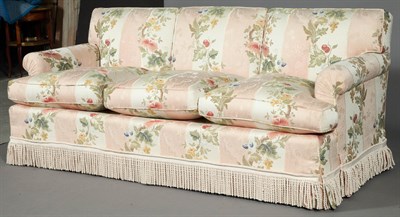 Lot 1484 - Silk-Upholstered Three-Cushion Sofa Height 32...