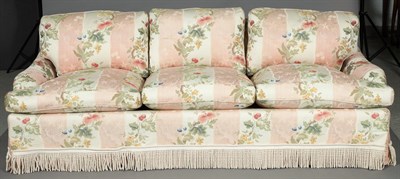 Lot 1489 - Silk-Upholstered Three-Cushion Sofa Height 31...