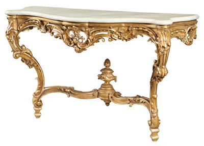 Lot 1320 - Louis XV Style Giltwood Console with Faux...