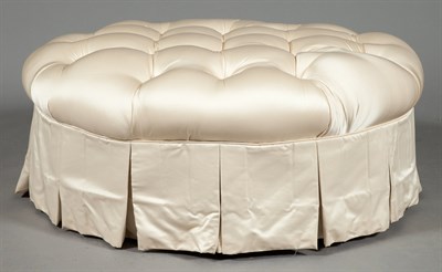 Lot 1488 - Upholstered and Tufted Circular Ottoman Height...