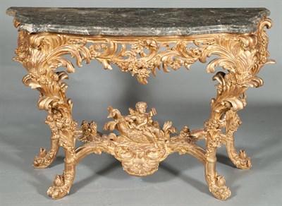 Lot 1382 - Louis XV Style Giltwood and Marble Top Console...