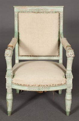 Lot 1123 - Pair of Empire Style Painted Armchairs Height...