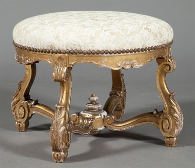 Lot 1132 - Régence Style Giltwood Circular Stool Height...