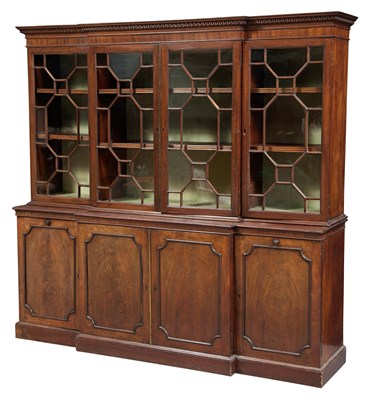 Lot 1390 - George III Style Mahogany Breakfront Bookcase...