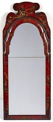 Lot 1414 - Queen Anne Style Red Japanned Mirror Height 44...