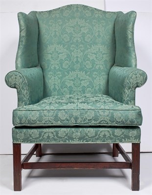 Lot 382 - Chippendale Mahogany Upholstered Wing Chair...