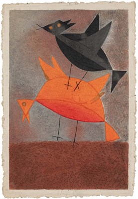 Lot 185 - Teódulo Rómulo (b. 1943) DOS PAJAROS Color...