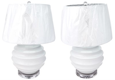 Lot 439 - Pair of Contemporary Design White Glazed...