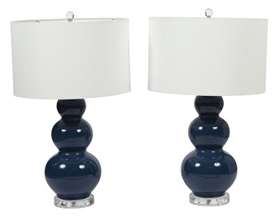 Lot 1481 - Pair of Contemporary Design Cobalt Glazed...